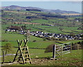 Gate and stile below Garth Fach