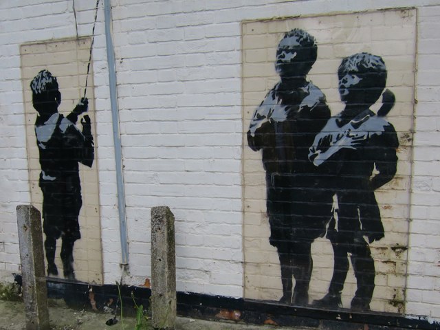 Banksy artwork, High Halden © Oast House Archive :: Geograph Britain and Ireland