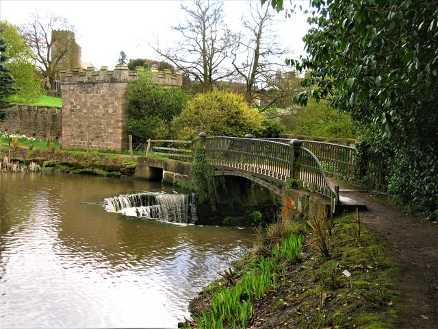 Footbridge, Weir and Eel Tower at Ripley Castle
