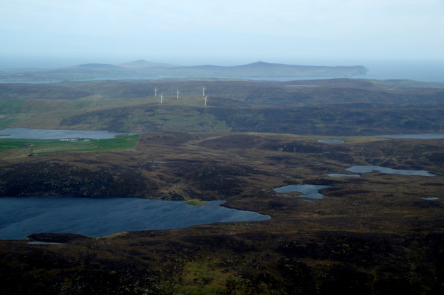 Loch of Ustaness and Setter Hill, Tingwall, from the air
