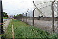 Flowers and storage tanks on Trafford Wharf Road