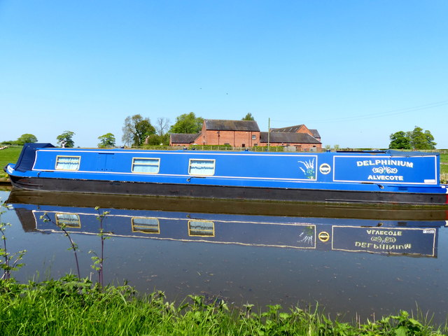 Narrowboat moored along the Shropshire Union Canal