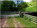 SO1824 : Wooden stile alongside a river bridge, Cwmdu, Powys by Jaggery