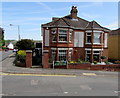 Cefn Road houses and name sign, Blackwood