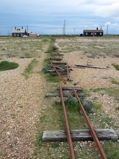 Remains of a former fishing railway track at Dungeness