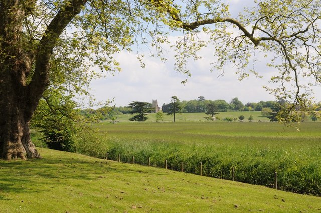 View across Croome Park to the church