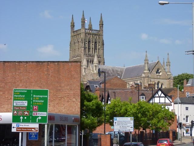 Worcester Cathedral and old roofs