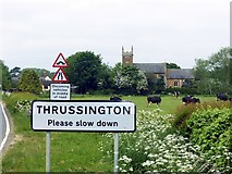 SK6515 : Thrussington village entrance sign by Alan Murray-Rust