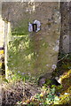 Gatepost with benchmark at entrance to Ives Bottom from Hebden Bridge Road