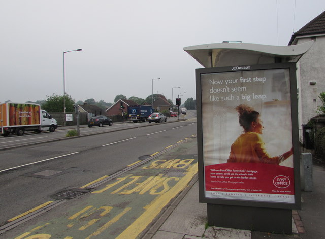 Post Office advert on a Malpas Road bus shelter, Newport