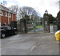 ST1499 : Main entrance gates to Bargoed Park, Bargoed by Jaggery