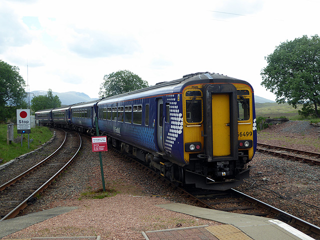 A train for Glasgow departing from Rannoch