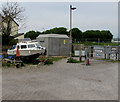 Axmouth Beach electricity substation at the edge of Seaton