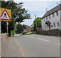 Zebra crossing warning sign, Mitchel Troy, Monmouthshire