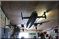 View of a model warplane on the ceiling of the Walthamstow Pumphouse Museum