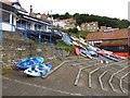 Colourful boats hauled out at Runswick Bay