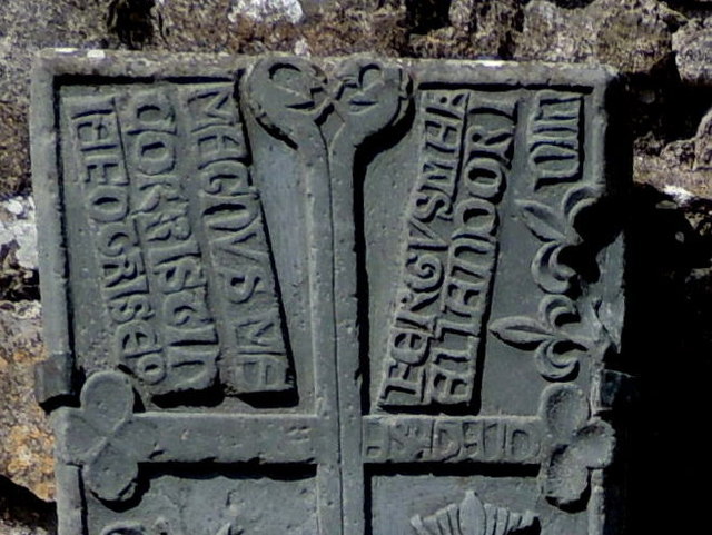 Inscription to standing slabs, Clonca Church