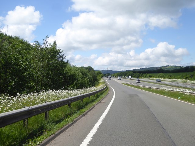 Westbound on slip road at J30 of M4