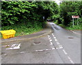 Yellow grit/salt box on a Pontllanfraith corner