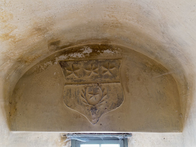 Armorial panel in Coxton tower
