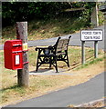 Queen Elizabeth II postbox attached to a Towyn Road pole, New Quay