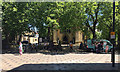 Welcome shade outside Wakefield Cathedral