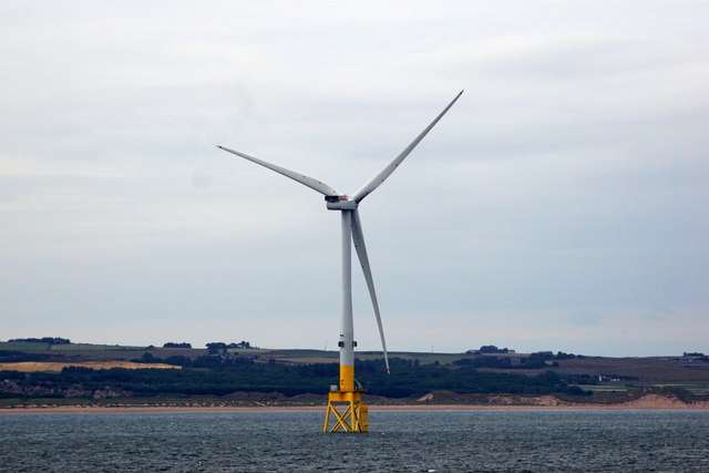 The southernmost turbine of the Aberdeen Bay windfarm