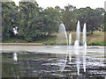 SE3338 : Fountain in the Upper Lake, Roundhay Park by Stephen Craven