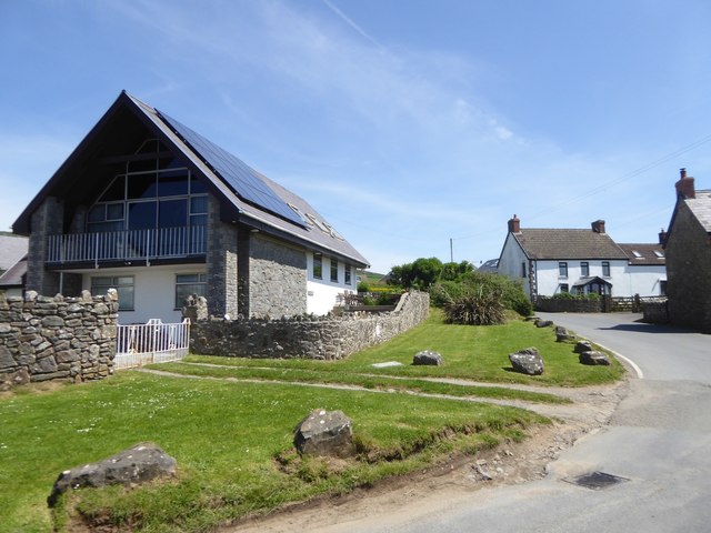 Contemporary and traditional buildings in Rhossili