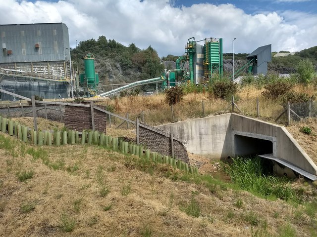 The drainage stream under the railway and bypass road