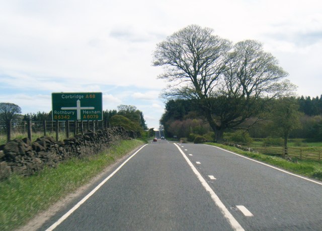 A68 nears A6079/B6342 junction