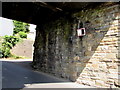 Visibility mirror on the wall of a former railway bridge, Garndiffaith