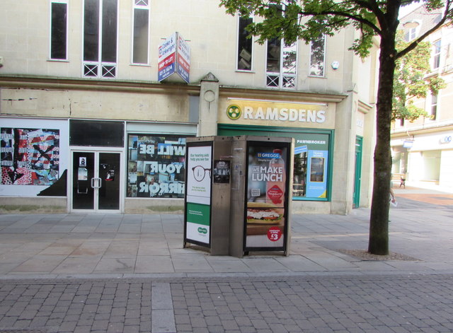 Adverts on BT phoneboxes, Commercial Street, Newport
