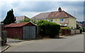 Rusty corrugated metal lockup garage on a Garndiffaith corner