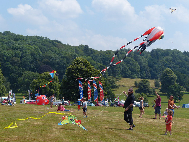 Flying kites at Berrington Hall, Herefordshire