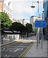 Caution - automatic bollards, Mill Lane, Cardiff city centre