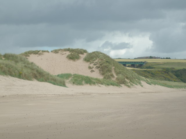 Sand dune blowout at Lunan Bay