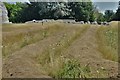 Richborough Roman Fort: Mid c3rd ditches with mansio and bath-house beyond