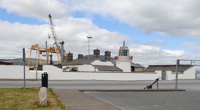 The white washed walls of the dock compound at Greenore