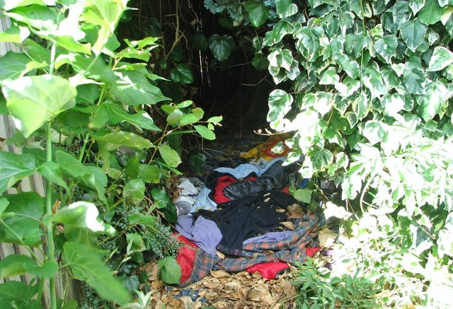 A homeless person's den