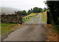 Gate across the access road to Llwyn Iago Farm, Fochriw