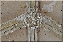 TG1127 : Heydon, St. Peter and St. Paul's Church: Carved bosses in the vaulted south porch 3 by Michael Garlick