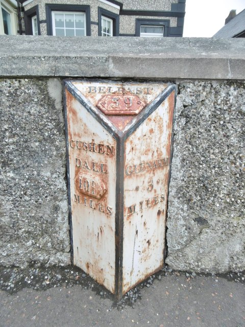 Old Milepost by the A2, Bay Road, Carnlough