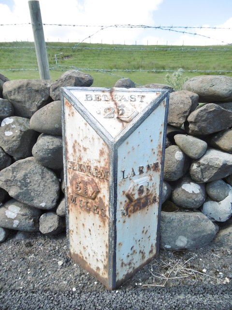 Old Milepost by the A2, Coast Road, Drumnagreagh