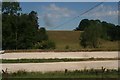 Hill and carpark viewed from North Yorkshire Moors Railway near Pickering