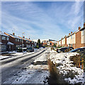 Frances Avenue, Warwick, in sun and snow