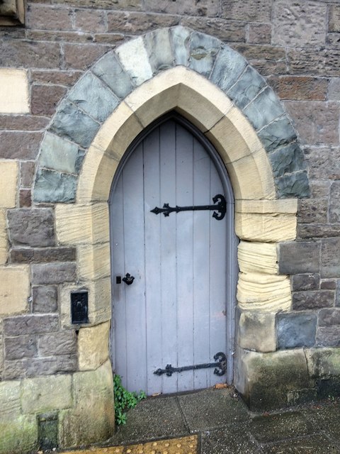 Relatively unused door at the side of the Conwy Guildhall building