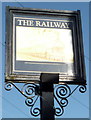 Faded sign for the Railway public house, Cononley