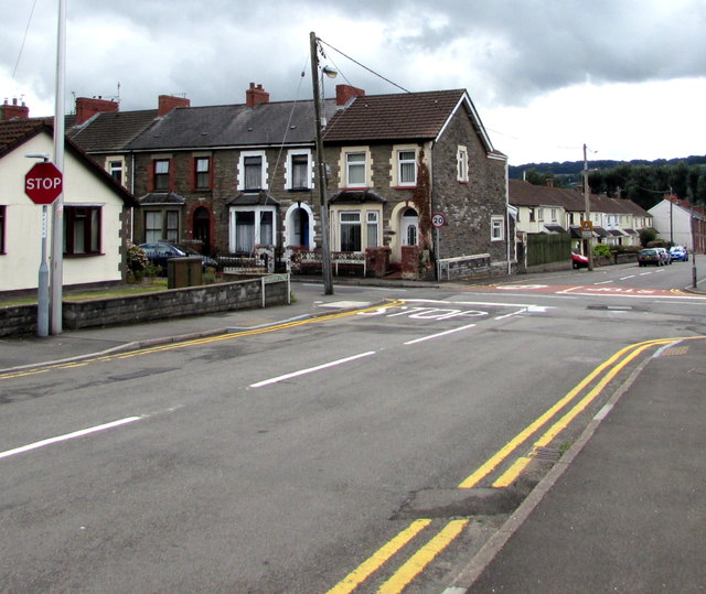 STOP sign on the approach to crossroads, Trethomas