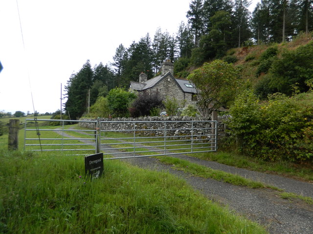 Gate and track to Derwgoed Farm